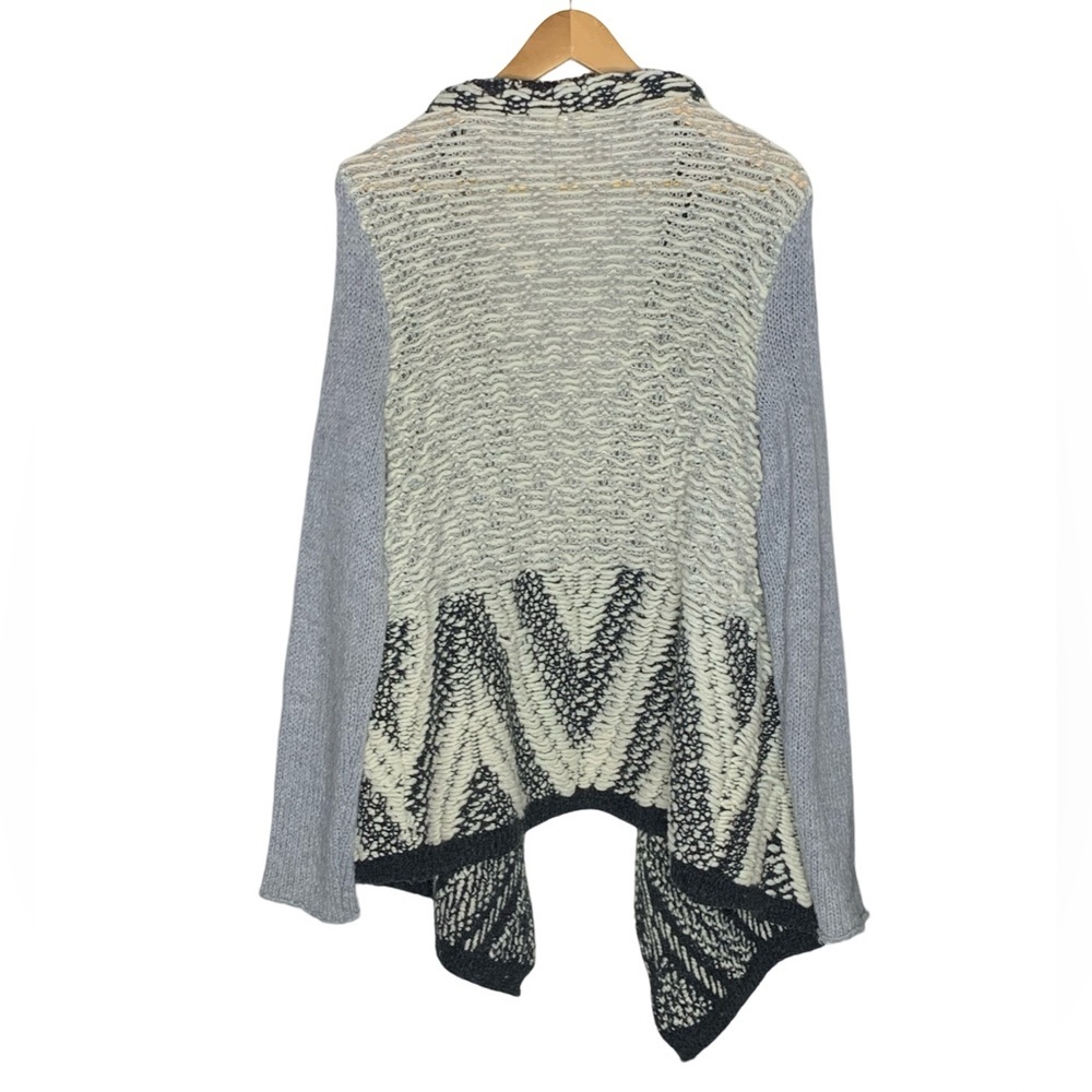 Anthropologie Cream & Black Fringed Open-Front Cardigan - Picture 3 of 6